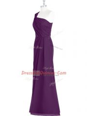 Fitting Floor Length Column/Sheath Sleeveless Eggplant Purple Homecoming Dress Side Zipper