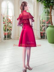 Clearance Cap Sleeves Satin Knee Length Lace Up in Eggplant Purple with Ruffled Layers