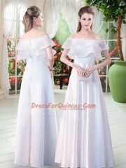 Wonderful Satin Short Sleeves Floor Length Prom Dresses and Lace