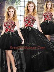 Edgy Scoop Sleeveless Vestidos de Quinceanera Embroidery Zipper