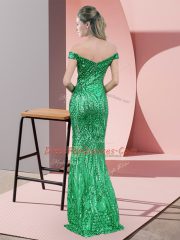 Admirable Off The Shoulder Sleeveless Sequined Prom Evening Gown Ruching Zipper
