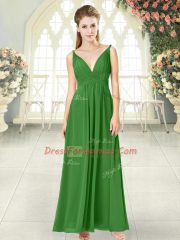 Chiffon Sleeveless Ankle Length Prom Gown and Ruching