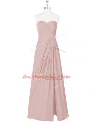 Pink Sweetheart Zipper Ruching Prom Gown Sleeveless