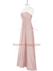 Pink Sweetheart Zipper Ruching Prom Gown Sleeveless