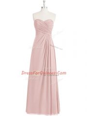 Pink Sweetheart Zipper Ruching Prom Gown Sleeveless