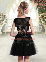 Latest Black Sleeveless Beading and Embroidery Mini Length Prom Party Dress