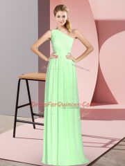 Romantic Chiffon One Shoulder Sleeveless Lace Up Ruching Prom Dress in
