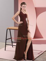 Eye-catching Chiffon Sleeveless Sweep Train and Beading and Ruching