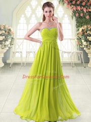 Designer Yellow Green Sleeveless Chiffon Zipper for Prom and Party