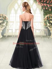 A-line Prom Dresses Pink Sweetheart Tulle Sleeveless Floor Length Lace Up