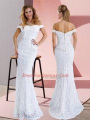 Simple Off The Shoulder Sleeveless Prom Dress Ruching Sweep Train Zipper