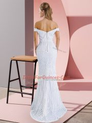 Simple Off The Shoulder Sleeveless Prom Dress Ruching Sweep Train Zipper