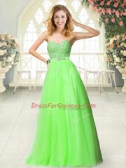 Sweetheart Sleeveless Tulle Prom Dress Beading and Lace Zipper