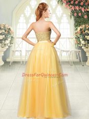 Artistic Sleeveless Floor Length Beading Zipper Party Dress with Yellow Green