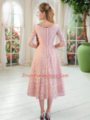 Apple Green Zipper V-neck Beading Prom Evening Gown Lace Half Sleeves