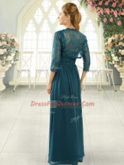 Chiffon Sweetheart Short Sleeves Sweep Train Zipper Beading and Ruching Custom Made in Teal