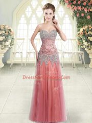 Admirable Watermelon Red Prom Evening Gown Prom and Party with Beading Sweetheart Sleeveless Zipper