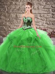 Edgy Green Sweetheart Neckline Beading and Embroidery Vestidos de Quinceanera Sleeveless Lace Up