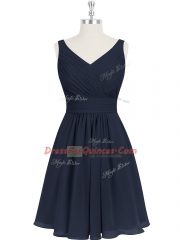 Knee Length Black Dress for Prom V-neck Sleeveless Zipper