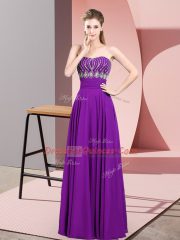 Popular Strapless Sleeveless Chiffon Homecoming Dress Beading Zipper