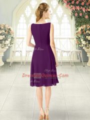 Deluxe Chiffon Sleeveless Knee Length Prom Party Dress and Ruching