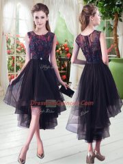 Beautiful Sleeveless Zipper High Low Appliques