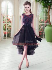 Beautiful Sleeveless Zipper High Low Appliques