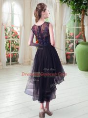Beautiful Sleeveless Zipper High Low Appliques