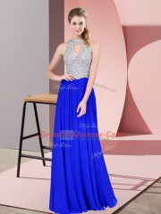 Scoop Sleeveless Chiffon Prom Dress Beading Zipper