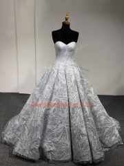 Silver Sweetheart Lace Up Sequins Quinceanera Dress Sleeveless