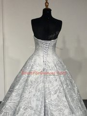 Silver Sweetheart Lace Up Sequins Quinceanera Dress Sleeveless