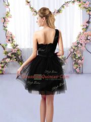 Top Selling Black Sleeveless Tulle Side Zipper Quinceanera Dama Dress for Prom and Party and Wedding Party