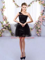 Top Selling Black Sleeveless Tulle Side Zipper Quinceanera Dama Dress for Prom and Party and Wedding Party