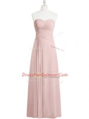 Floor Length Baby Pink Prom Gown Sweetheart Sleeveless Zipper