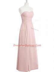 Floor Length Baby Pink Prom Gown Sweetheart Sleeveless Zipper