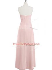 Floor Length Baby Pink Prom Gown Sweetheart Sleeveless Zipper