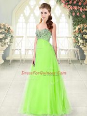 Affordable Sleeveless Floor Length Beading Lace Up