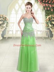 Sleeveless Floor Length Beading Zipper Prom Dress with
