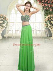 Extravagant Green Dress for Prom Prom and Party with Beading Sweetheart Sleeveless Backless