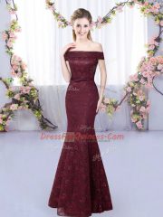 Off The Shoulder Sleeveless Vestidos de Damas Lace Lace Up