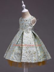 Free and Easy Apple Green Flower Girl Dress Wedding Party with Embroidery Scoop Sleeveless