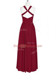 Halter Top Sleeveless Chiffon Prom Dress Ruching Zipper