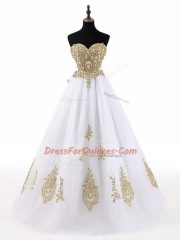 Dazzling Sweetheart Sleeveless Tulle 15th Birthday Dress Beading and Appliques Lace Up