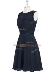 Black Sleeveless Chiffon Zipper Casual Dresses for Prom and Party and Military Ball and Wedding Party