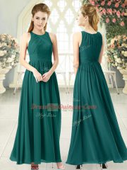Luxurious Ankle Length Empire Sleeveless Green Prom Dresses Zipper