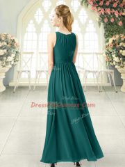 Luxurious Ankle Length Empire Sleeveless Green Prom Dresses Zipper