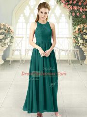 Luxurious Ankle Length Empire Sleeveless Green Prom Dresses Zipper
