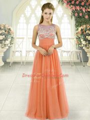 Amazing Scoop Sleeveless Backless Homecoming Dress Orange Tulle