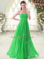 Vintage Green Zipper Sweetheart Beading Chiffon Sleeveless