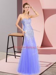Delicate Lavender Sleeveless Tulle Zipper Prom Dress for Prom and Party